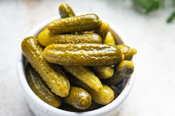 gherkins cucumber salted pickled vegetable food meal snack on the table copy space food background 