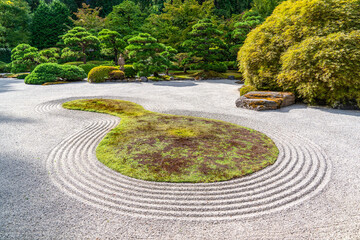 Traditional Japanese garden ground decoration