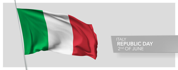 Italy happy republic day greeting card, banner vector illustration