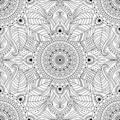 Black and white oriental seamless pattern