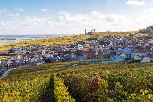 Vue panoramique sur le Le Phare de Verzenay, au coeur du vignoble champenois, &eacute;rig&eacute; en 1909 par Joseph Goulet, n&eacute;gociant en vins de Champagne entre Reims et Epernay, dans la Marne
