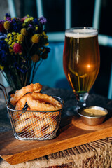 Squid rings in a batter-snack for beer.