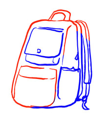 backpack bag Primary color scheme red blue yellow object hand drawn illustration
