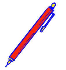 mechanical pencil pen Primary color scheme red blue yellow object hand drawn illustration
