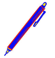 mechanical pencil pen Primary color scheme red blue yellow object hand drawn illustration