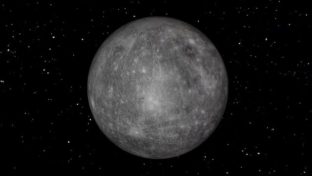 the planet mercury in space. the planet mercury in 3d which rotates.