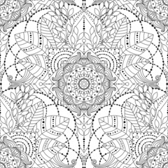 Black and white ethnic seamless pattern
