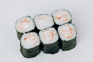 sushi rolls fish on a white background. restaurant menu