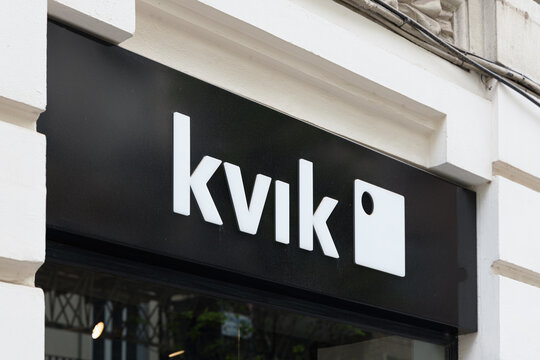 VALENCIA, SPAIN - MAY 05, 2022: Kvik is a Danish company specializing in modern kitchens and bathrooms at low prices