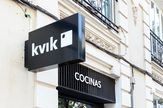 VALENCIA, SPAIN - MAY 05, 2022: Kvik is a Danish company specializing in modern kitchens and bathrooms at low prices