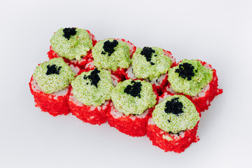 sushi rolls fish on a white background. restaurant menu