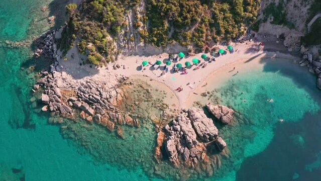 Azure sea water of Xigia beach in Zakynthos Greece island