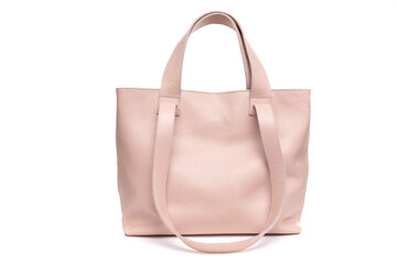 stylish leather women's bag made of soft leather in beige color