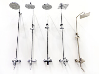 Plumbing shower faucets isolated white