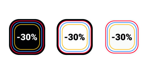 Modern vector discount 30% percent off and sale teg icon label  