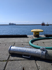 Refueling station for ships and boats on the port