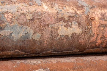 Close up shot of rustic abandoned water cylinder or tank