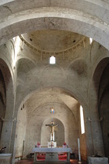 Fototapeta premium Interior of the Medieval Church of Santo Agostino in the center of Asciano (Siena), one of the towns of the 