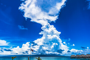 Pier High Rain Storm Cloudscape Blue Water Moorea Tahiti