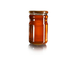 glass jar with honey isolated