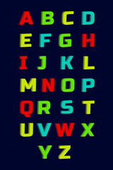 Colorful  alphabets for kids. Isolated vector illustration .