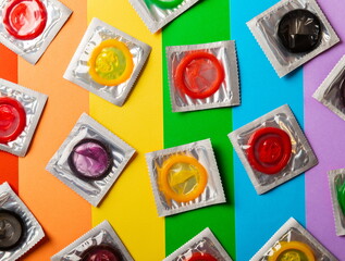Super safe banana and strawberry flavored condoms with a nice rainbow scent. Contraceptives are made of natural rubber latex, high quality material. Natural Feelings and Safety. LGBT