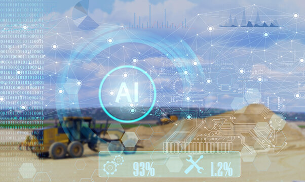 the concept of automatic road construction using artificial intelligence, data analysis to optimize the road construction process