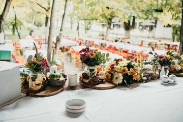 Beautiful boho wedding table decoration.