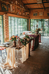 Beautiful boho wedding table decoration.