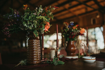 Beautiful boho wedding table decoration.