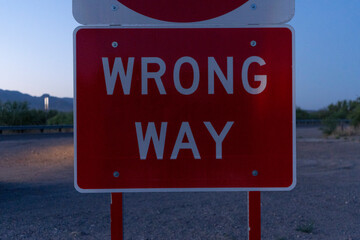 A Wrong Way sign