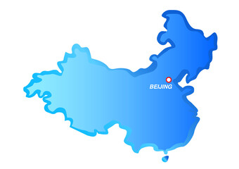 Blue vector Map of China and Beijing.
