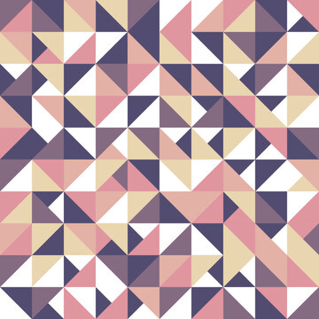 Geometric modern trendy background. Triangular pattern design. Purple, violet and blue color triangles. Abstract seamless vector wallpaper