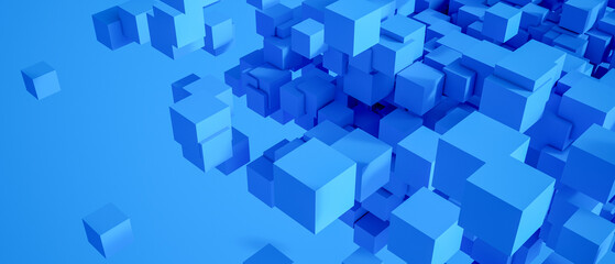 Fototapeta na wymiar Abstract blue cubic background