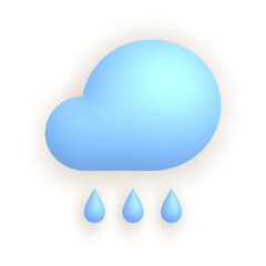 3d realistic weather icon rain. Cloud and drops.