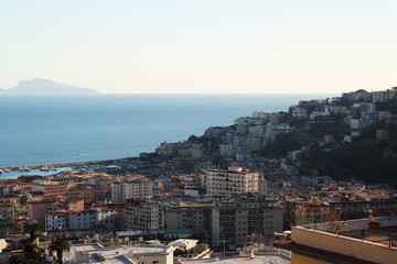 Obraz premium View to Naples bay from Castle Dell'Ovo, Italy
