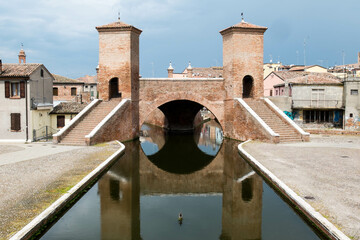 The 17th century 'Trepponti' bridge is one of the architectural pearls of Comacchio. It connects several canals and has majestic staircases.