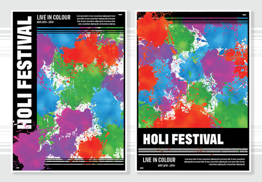Set of Holi Festival Posters