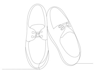 men's shoes one continuous line drawing, isolated, vector