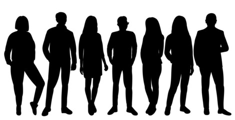 people black silhouette, on white background, isolated, vector