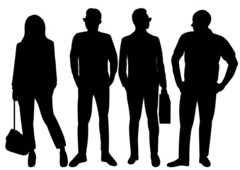 people black silhouette, on white background, isolated