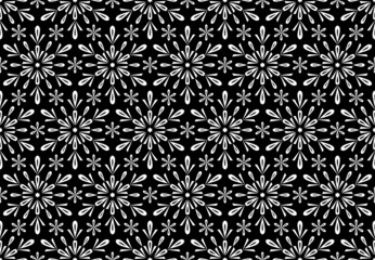 Abstract geometric pattern with lines, snowflakes. A seamless vector background. White and black texture. Graphic modern pattern.