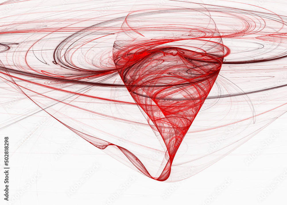 Poster red swirl spirals on a white background. abstract fractal background. 3d rendering. 3d illustration.