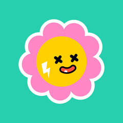 cheerful flower character vector with concept