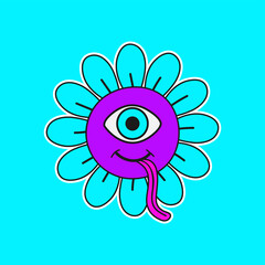 one-eyed flower character vector