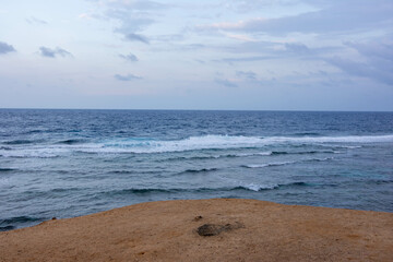 waves on the gloomy beach