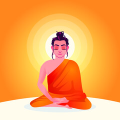 Realistic Vesak concept of meditating Gautam Buddha