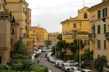 View of the Garbatella residential district in Rome, Italy.