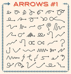 Collection Set of Vector Graphic Hand Drawn Arrow Pointers