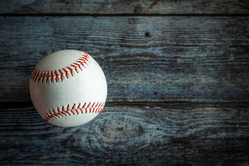 Leather Baseball or Softball Ball and Copy Space